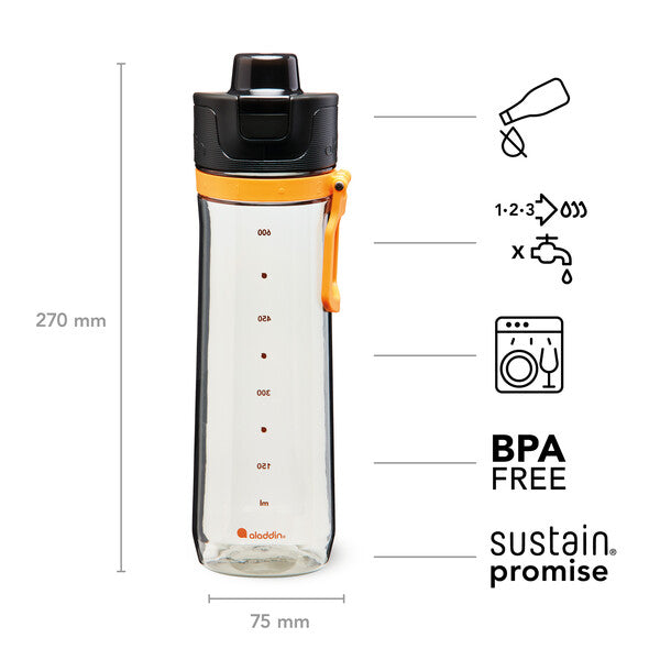 Aladdin Active Hydration Tracker Water Bottle, Green, 0.8 Litre